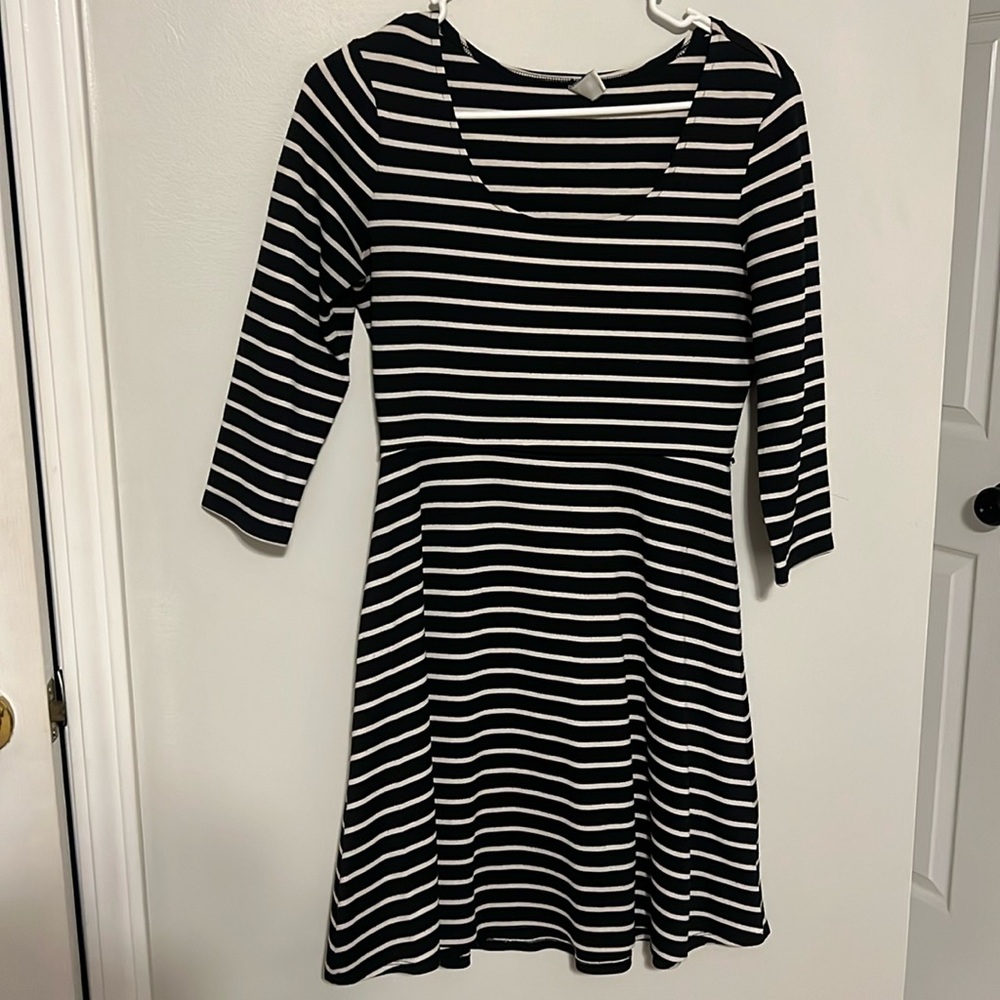 Black and White Striped Skater Dress